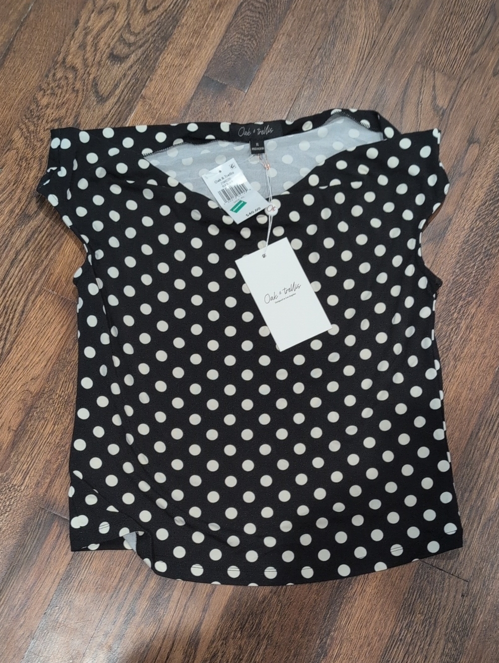 Black and White Polka Dot Cap Sleeve Blouse